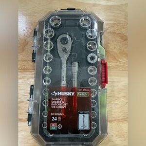 Sky Husky 24-Piece Socket & Ratchet Set in Red and Silver